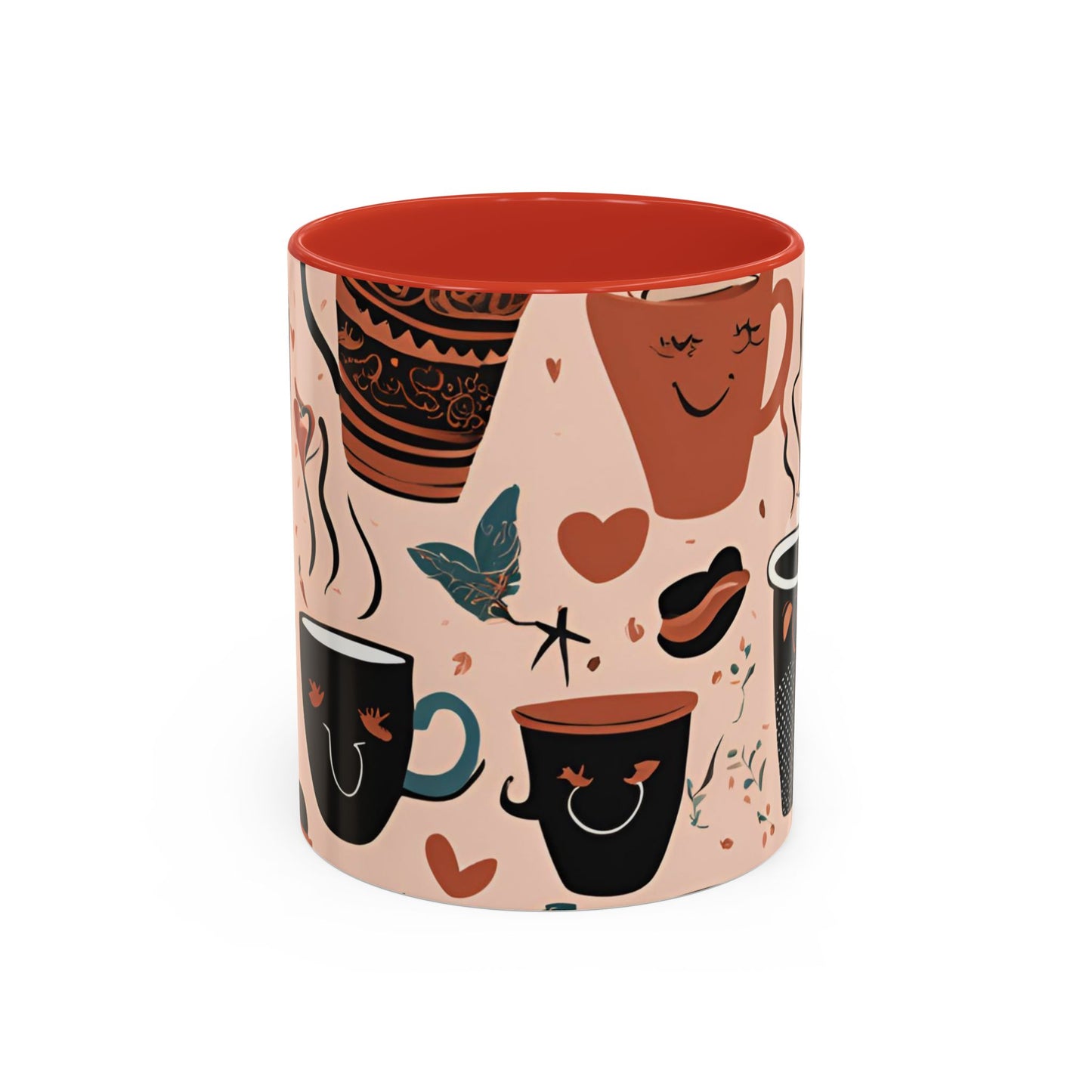 Charming Coffee Mug, Cute Coffee Lover Gift, Black & Pink Heart Design, Perfect for Home & Office