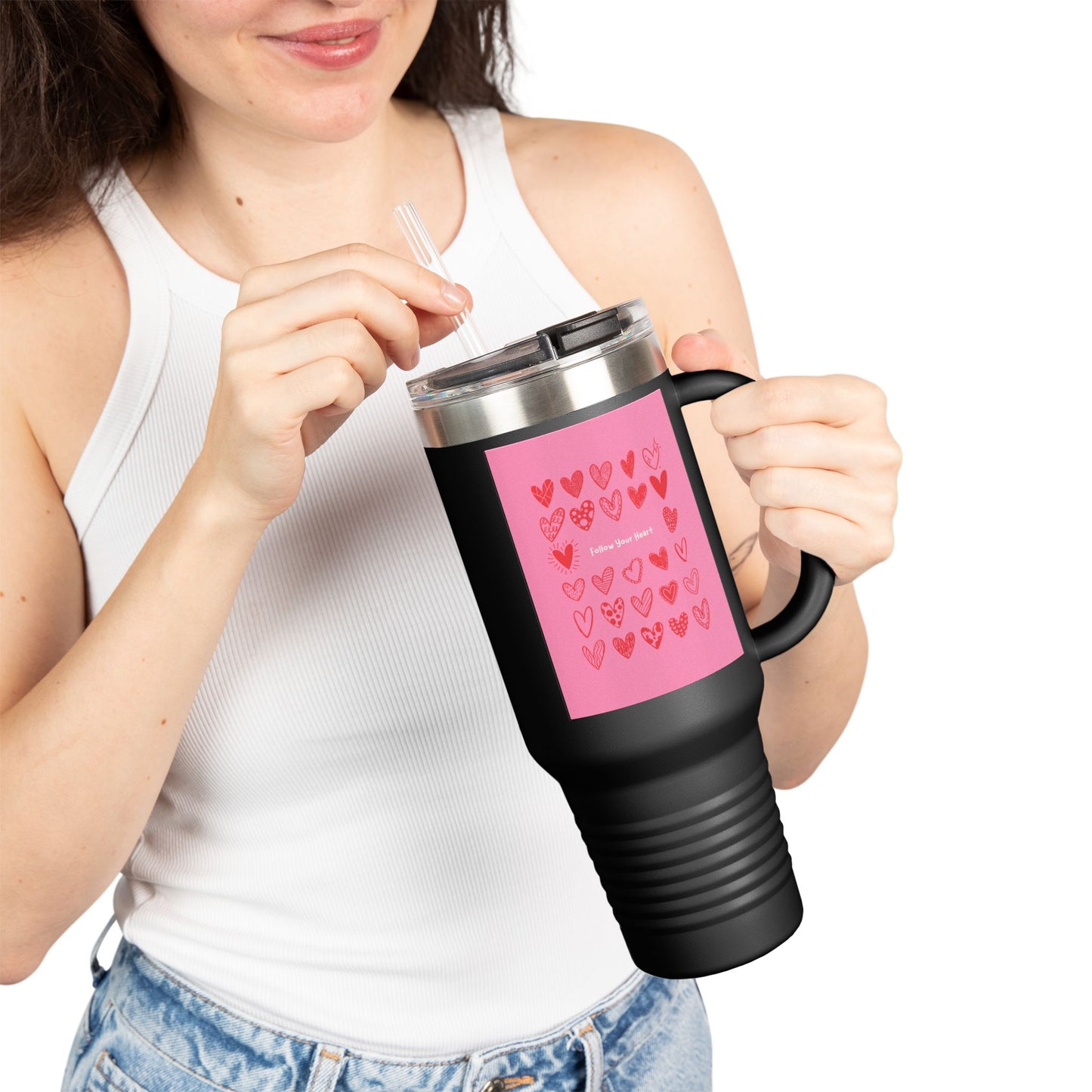 'Follow Your Heart' Insulated Travel Mug - 40oz, Perfect for Coffee Lovers & Travelers