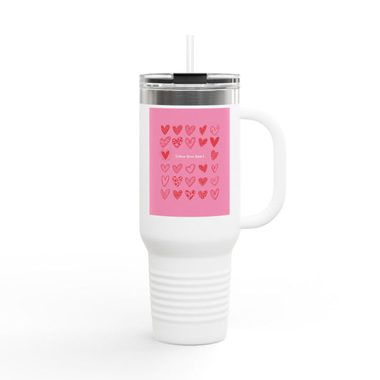 'Follow Your Heart' Insulated Travel Mug - 40oz, Perfect for Coffee Lovers & Travelers