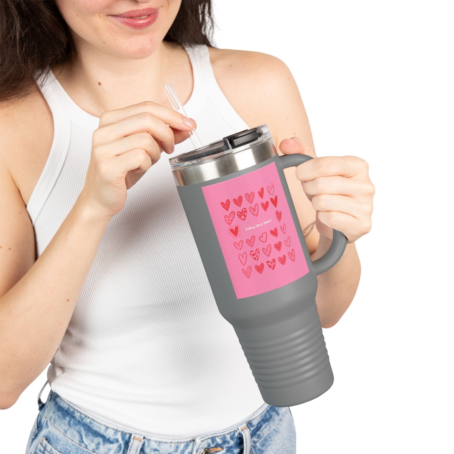 'Follow Your Heart' Insulated Travel Mug - 40oz, Perfect for Coffee Lovers & Travelers