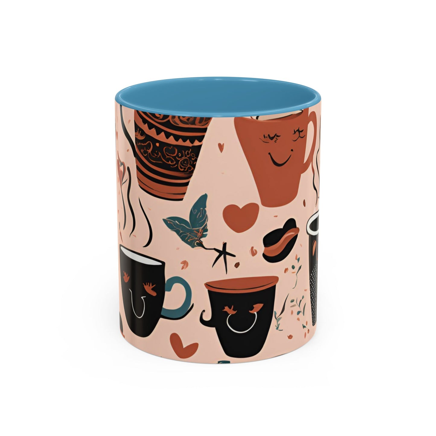 Charming Coffee Mug, Cute Coffee Lover Gift, Black & Pink Heart Design, Perfect for Home & Office