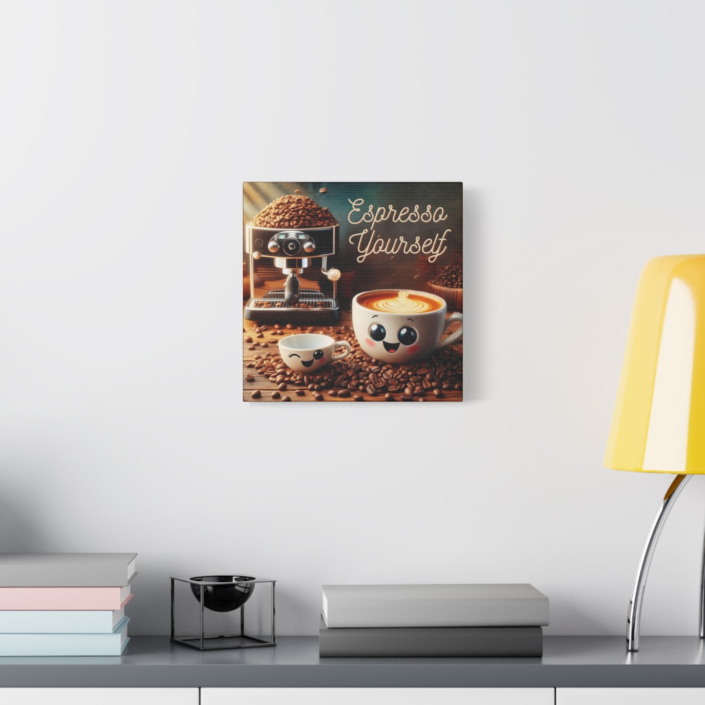 Coffee Art Canvas, Whimsical Espresso Decor for Kitchen, Cute Coffee Shop Wall Art, Perfect Gift for Coffee Lovers