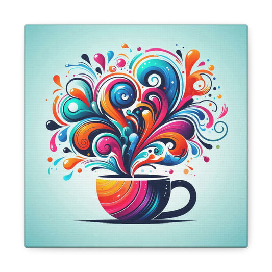 Colorful Coffee Art Canvas Wrap, Vibrant Kitchen Decor, Cute Gift for Coffee Lovers, Colorful Wall Art, Home Gift